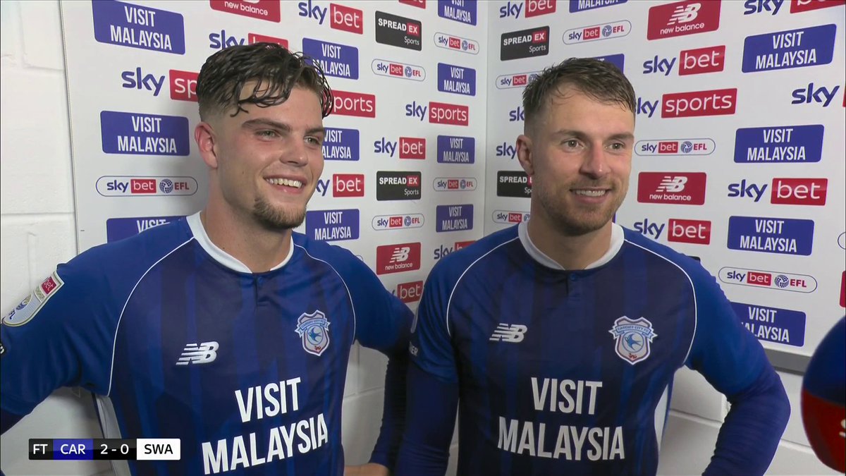 Goal scorers Aaron Ramsey and Ollie Tanner are BUZZING! 🎙️