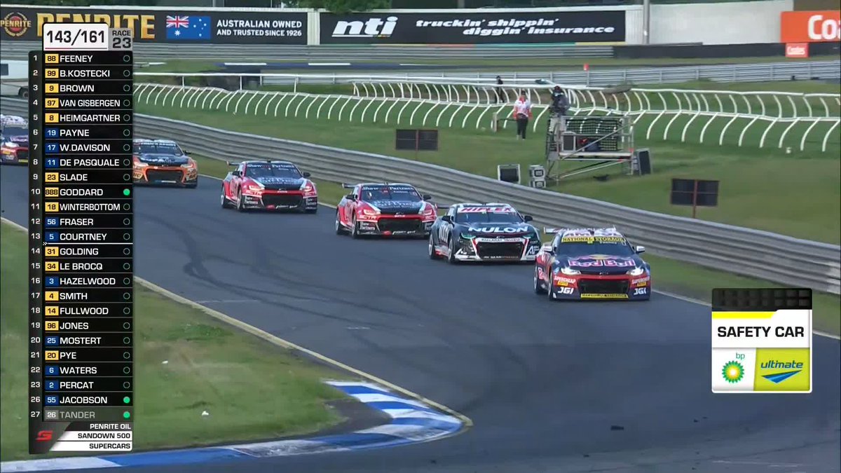 Racing restarts! This race will be time certain at 5:53PM +1 Lap #RepcoSC #Supercars