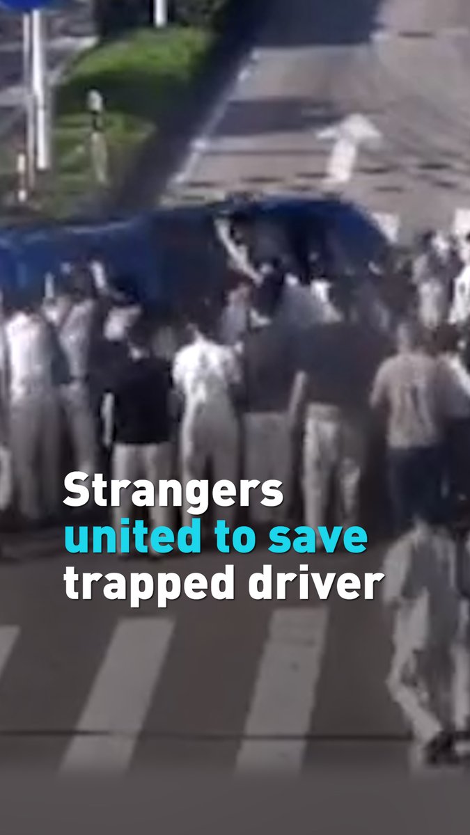Watch how strangers in China working together to save the driver in 60 seconds after a rollover crash. #insideChina