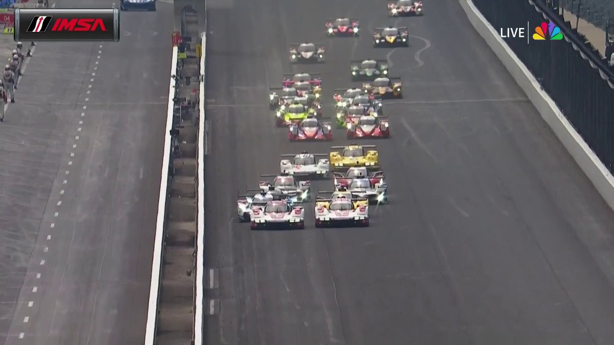 REPOST if you're watching IMSA at Indianapolis Motor Speedway! The Battle on the Bricks is LIVE on @NBC and @Peacock!