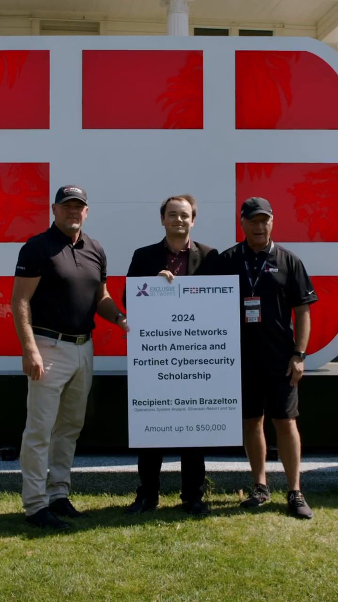Together with Exclusive Networks NA, we're proud to present Gavin Brazelton, an employee of the Silverado Resort with the first annual #Fortinet Exclusive Networks Cybersecurity Scholarship to complete our #FortinetNSE training. Congratulations, Gavin! #FortinetChampionship @FortinetChamp