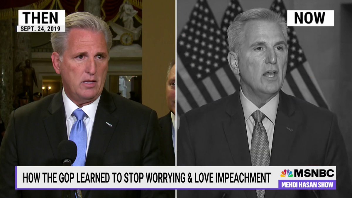Compare and contrast what House Republicans like Kevin McCarthy, Elise Stefanik, Jim Jordan, and James Comer were saying about impeachment and impeachment inquiries in 2019.. versus what they're saying *now*. We have receipts. Roll the tape! #mustwatch