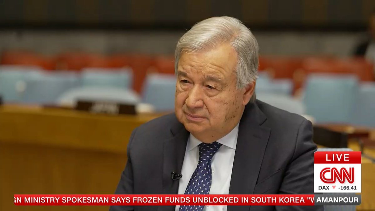 “No power at all.” That’s the candid answer from UN head António Guterres on what power he really has. “No power & there’s no money. What we have is a voice… I have the obligation to make it loud… We have a level of division among superpowers that has no precedent since WWII.”