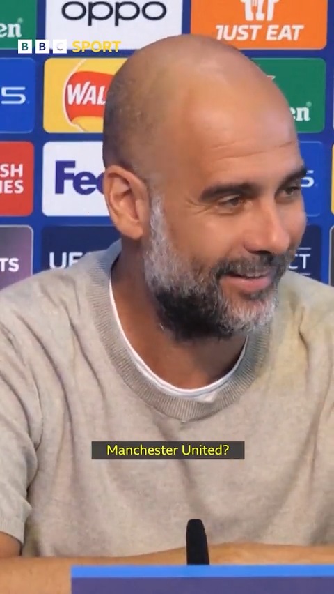 Pep's laugh when asked about Manchester United...