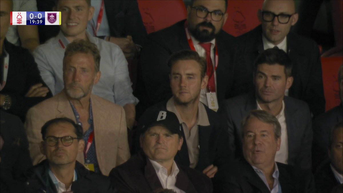 Stuart Broad and Jimmy Anderson at The City Ground watching Forest vs Burnley! ๐ค