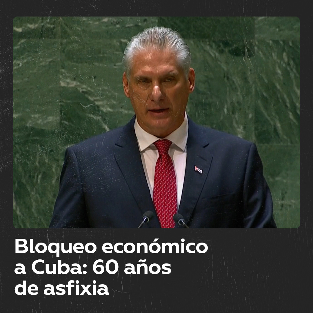 Cuba denuncia bloqueo económico asfixiante impuesto por Estados Unidos Miguel Díaz Canel (Miguel Díaz-Canel Bermúdez) destaca que esta política busca deprimir los ingresos y el nivel de vida de Cuba, causando escasez de alimentos, medicinas y otros insumos básicos.