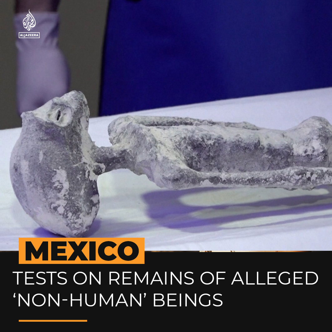 A doctor working with a Mexican UFO enthusiast has conducted tests on alleged remains of ‘non-human’ beings that they presented to Mexico’s Congress ⤵️