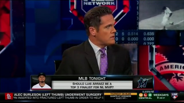 Should Luis Arraez be a top 3 finalist for NL MVP? Greg Amsinger makes the case on how much value Arraez has added to the Marlins this season and why he should be on the podium. #MLBTonight