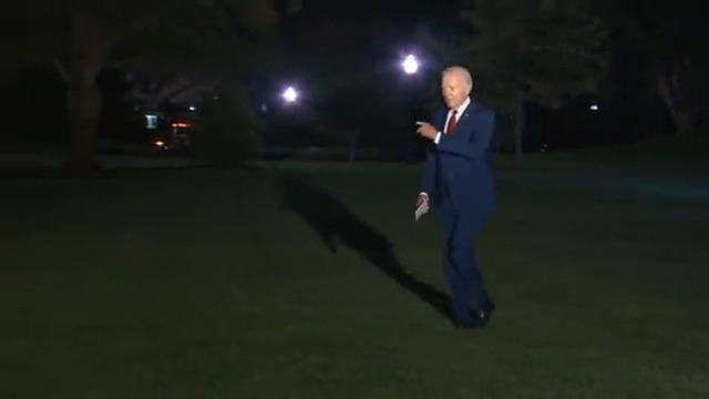 Biden takes no questions as he shuffles back in the White House — pointing to make sure he's heading in the right direction