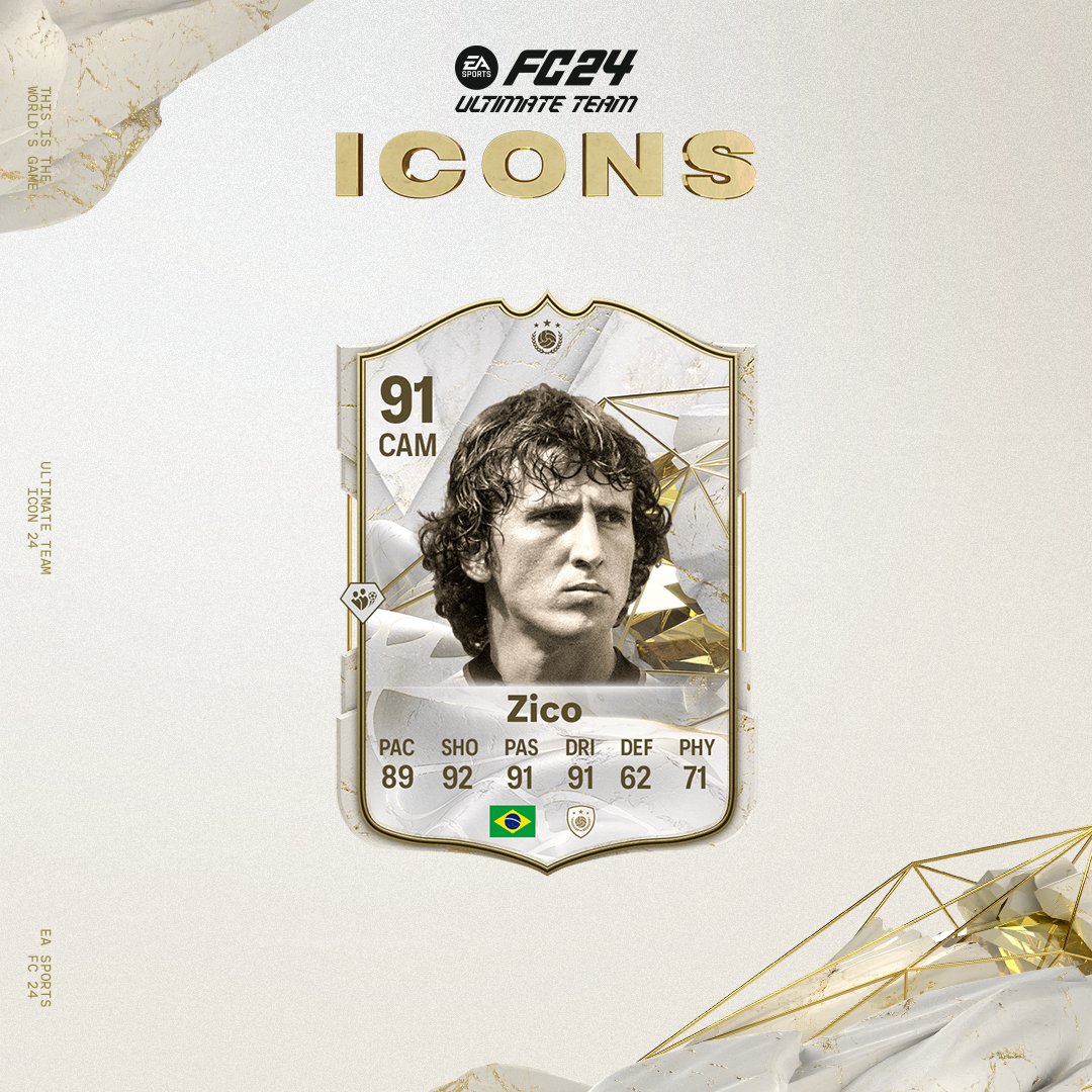 Zico, o Galinho, um ÍDOLO do #FC24 que inspira as novas gerações com seu legado no futebol. ⚽✨ #OJogoDeTodoMundo