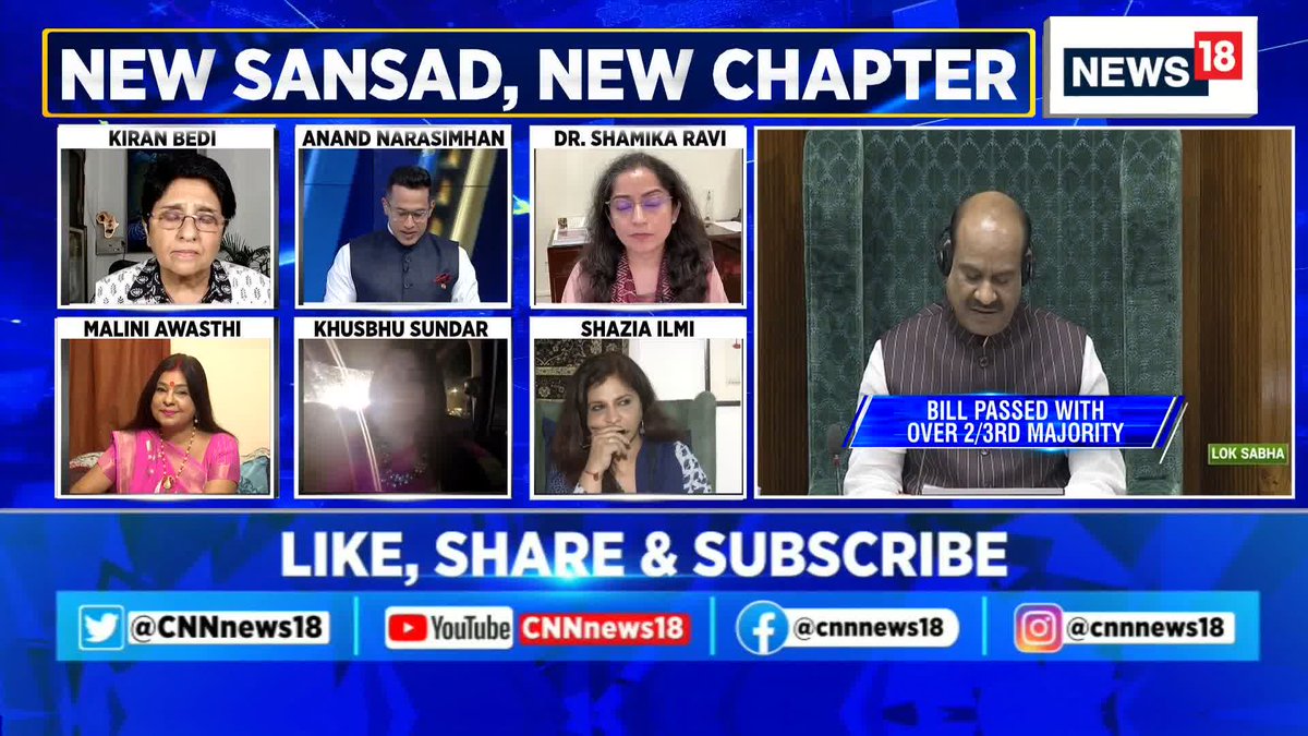 #WomenReservationBill: The Indian democracy was more muscle driven but never equal. Women all these years were voters. This bill will bring the critical mass to the point where they will become equal participants, says Kiran Bedi #TheRightStand | Anand Narasimhan🇮🇳