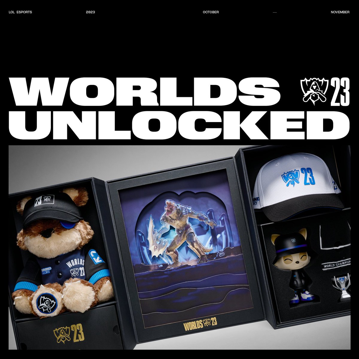Level up your #Worlds2023 fandom with Worlds Unlocked! Introducing Worlds Unlocked, the first-of-its-kind limited edition box featuring iconic merch collectibles and digital exclusives. Get it now here: