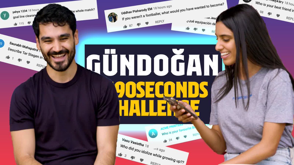 9️⃣0️⃣ Second Challenge with Ilkay Gündogan 👇 How many do you think he will answer?