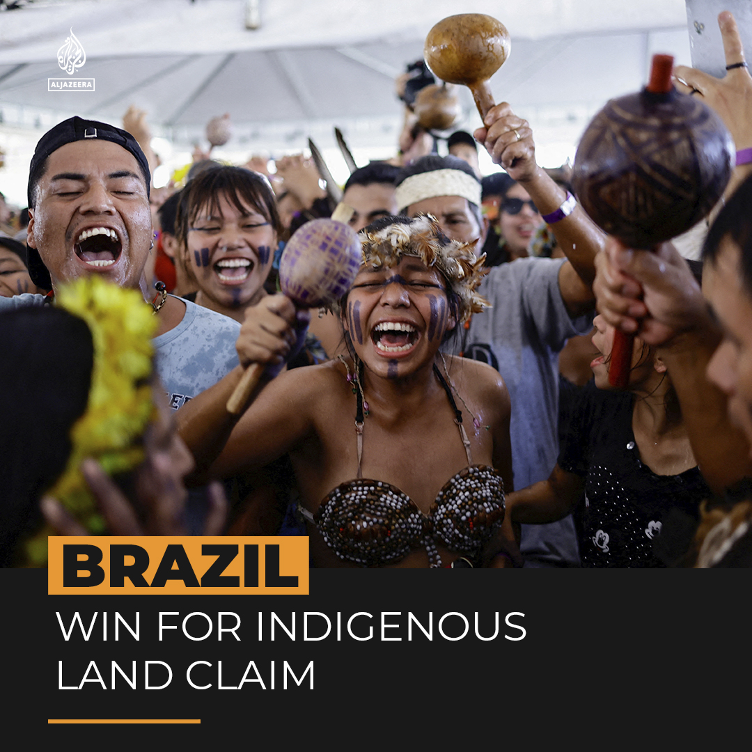 There were emotional scenes of celebration when Indigenous groups in Brazil got a ruling from the Supreme Court that will help protect their ancestral lands from mining, drilling and farming ⤵️