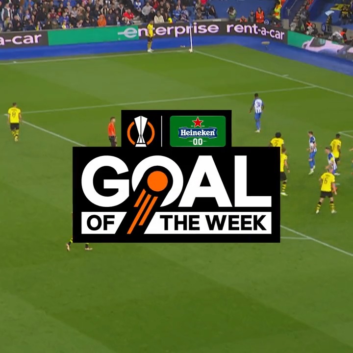 One of the best you'll see 🤤 🥇 Djibril Sidibé's booming header against Brighton wins #UEL Goal of the Week 👏 Heineken || #UELGOTW