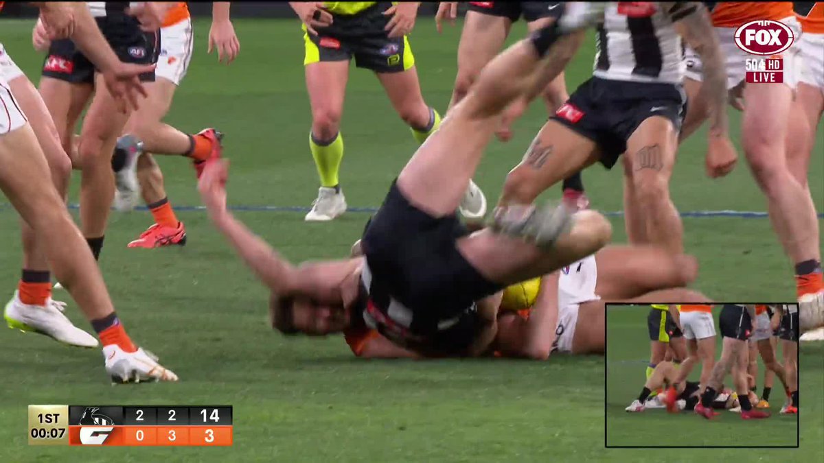 Mihocek was hit with a 'suplex' late in the opening term. What did you make of the tackle? 📺 Watch #AFLPiesGiants LIVE on ch. 504 or stream on Kayo: ✍️ BLOG 🔢 MATCH CENTRE