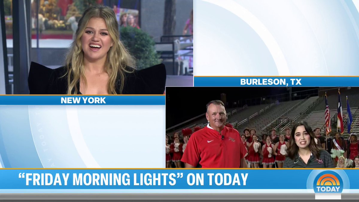 Today we have a special edition of “Friday Morning Lights” with a surprise for Kelly Clarkson ✨ NBC DFW’s Alanna Quillen reports live from Burleson High School, Kelly Clarkson’s alma mater!