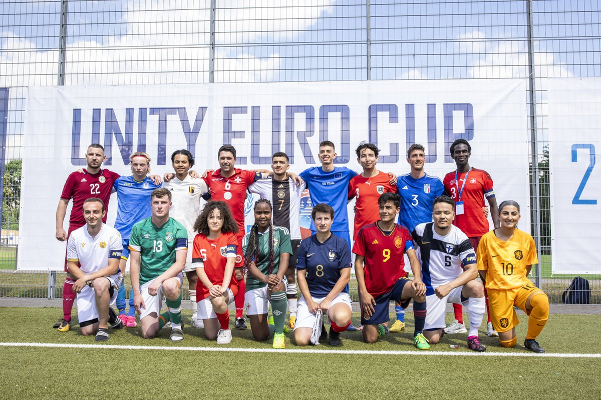 ⏪ Throwback to this summer’s #UnityEuroCup, a special tournament organised by UEFA and UNHCR, the UN Refugee Agency in Frankfurt. The event brought together displaced people &amp; host community players from 16 teams – because football is for everyone! #WithRefugees #FootbALL #FeelGoodFriday