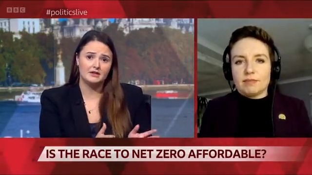 A masterclass from Kate Andrews. She utterly demolished the uncosted virtue signalling nonsense spouted by the Green Party. Just like Labour, they don't have a clue about the real cost of Net Zero. Nicely done! Wonderful to watch.