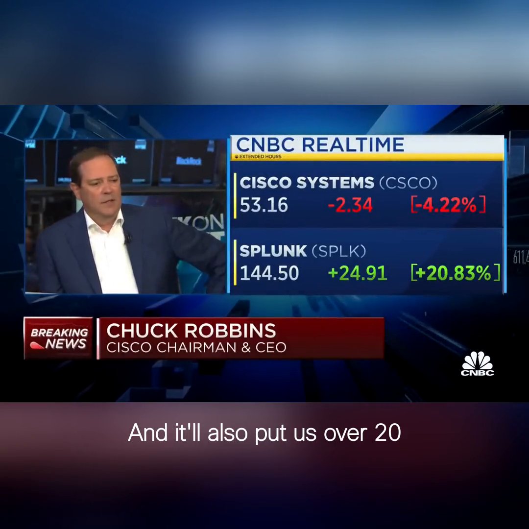 CEO and Chair Chuck Robbins on CNBC discussing Cisco's acquisition of #cybersecurity and observability leader Splunk Watch the full interview: