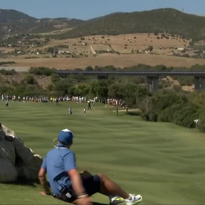 FORE! Solheim Cup Team Europe captain Suzann Pettersen made a cleaner exit than the guy on the right. He's ok though! 🤣