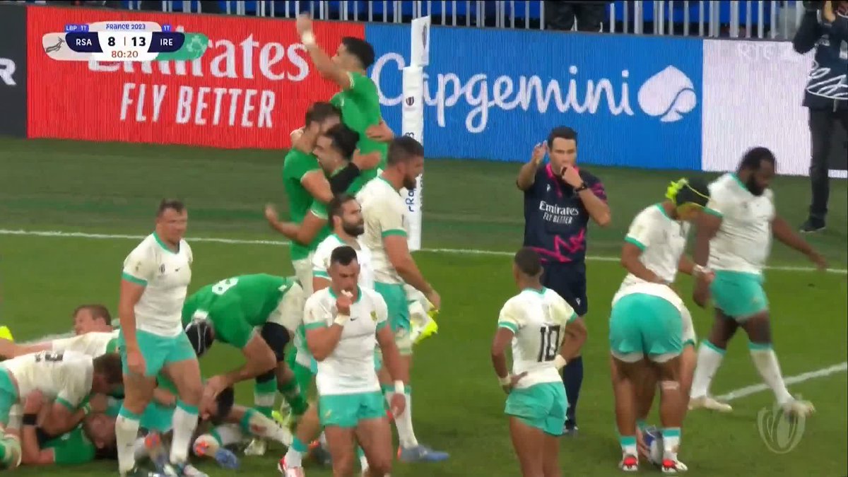 Full-time at the Stade de France and Ireland have secured a massive win over the defending World Cup champions! ☘️ RSA 8-13 IRL 📺 Watch reaction live 📱 Updates 📻