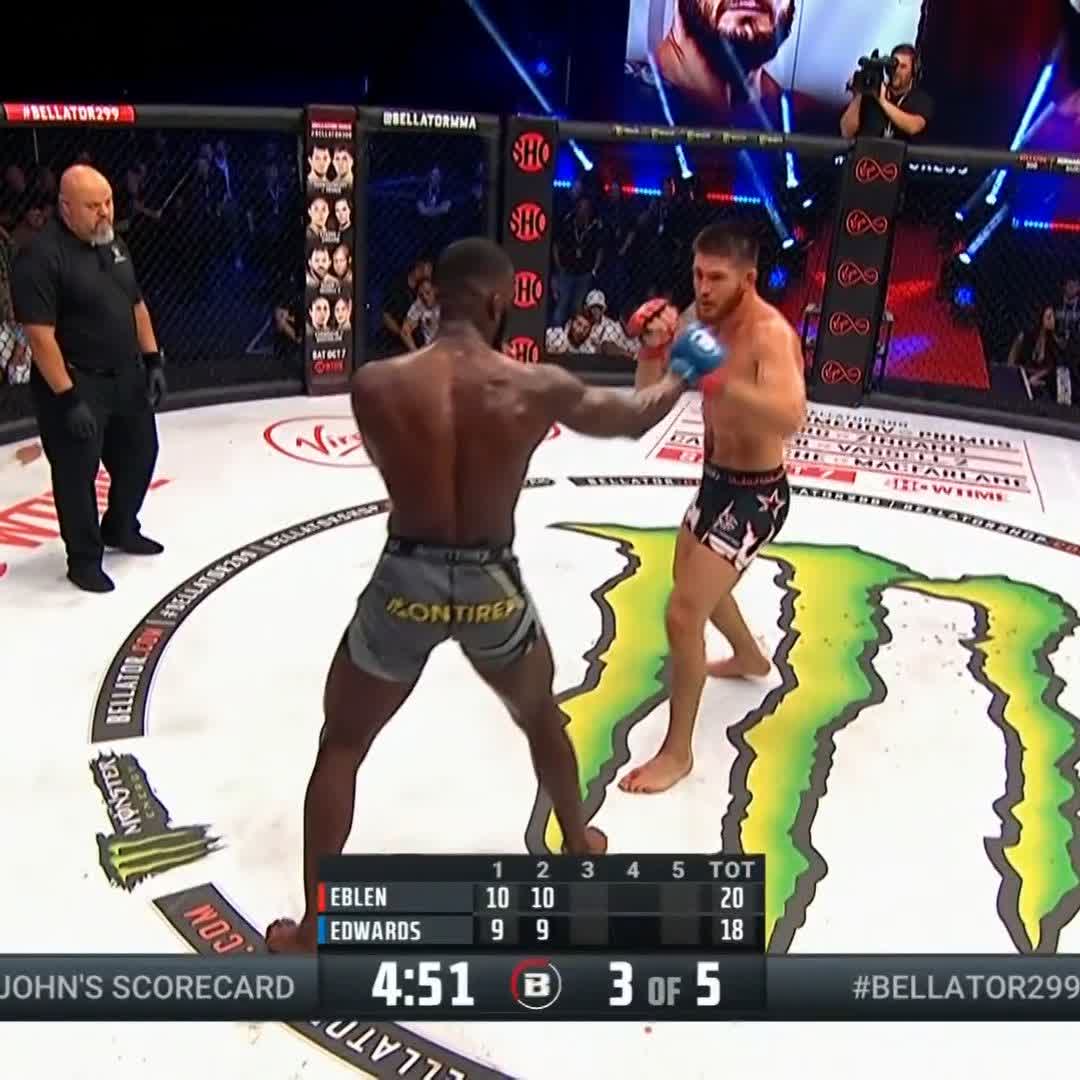 ๐ง๐๐ ๐๐๐๐ ๐ฃ ๐ช๐๐ง๐ ๐ง๐๐ ๐๐ข ๐ฑ #AndStill Johnny Eblen puts Edwards out cold with some insane ground and pound! #Bellator299 LIVE on @SHOsports ๐บ๐ธ