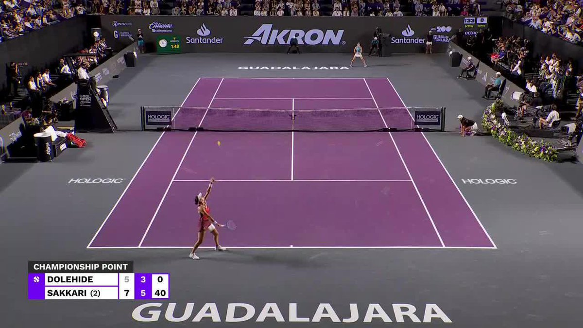 This one's yours, Maria 🥹 Maria Sakkari defeats Dolehide, 7-5, 6-3 to win her first EVER WTA 1000 title in Guadalajara!!! 🏆 #GDLOpenAKRON