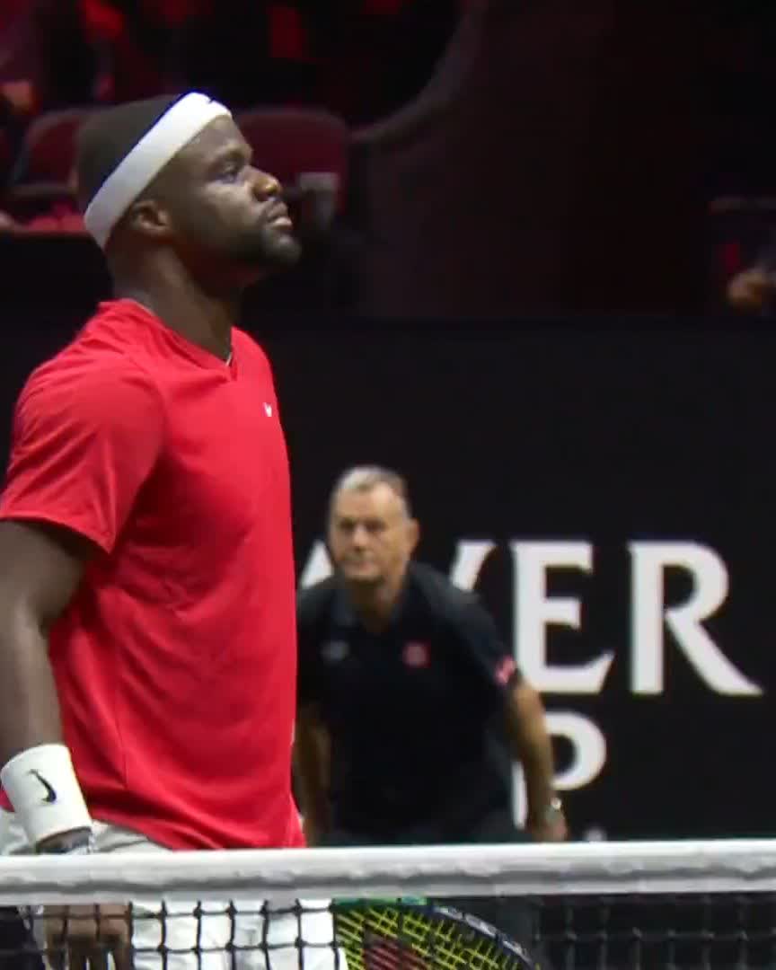A shot that needs to be seen to be believed. Frances Tiafoe, take a bow. #shareubs | #LaverCup