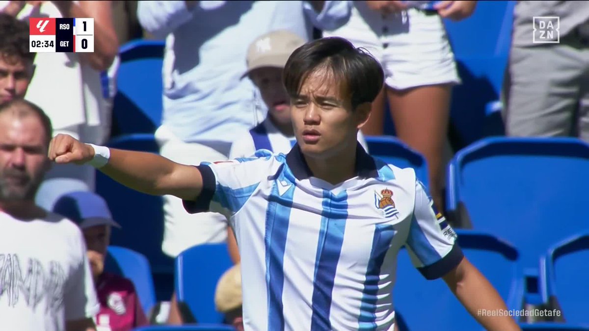 🇯🇵 開始2分に久保が先制弾！ソシエダ先制！⚽ #久保建英 の今季4点目は電光石火の先制ゴール！ #ブライス・メンデス のラストパスから久保がダイレクトでシュートを沈め、#レアル・ソシエダ が開始早々に先制！ 🎥：DAZN Japan