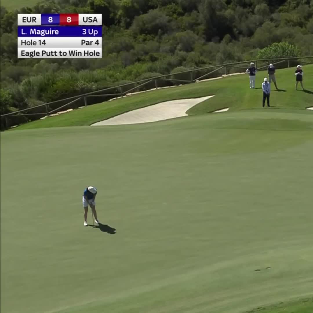 LEONA. MAGUIRE. 💥 An emphatic eagle to go 4UP against Rose Zhang Watch now on Golf Channel!