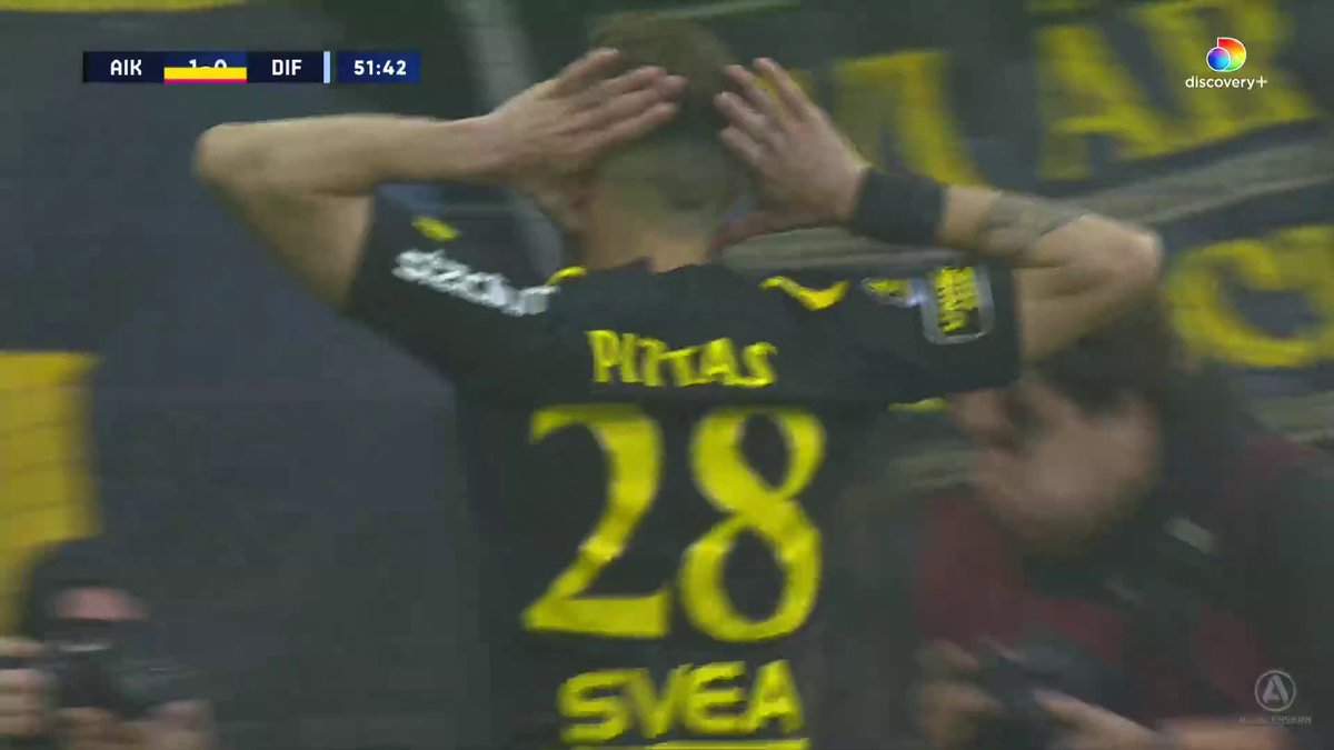 Ioannis Pittas sätter dit ledningsmålet för AIK i derbyt mot Djurgården! ⚫ Se matchen på
