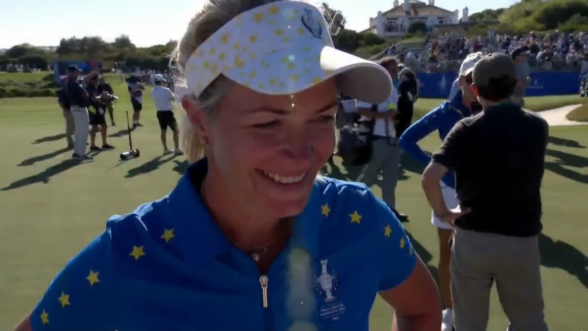 An emotional Suzann Pettersen reacts to a special day in Spain 🏆🇪🇺 #TeamEurope | #SolheimCup