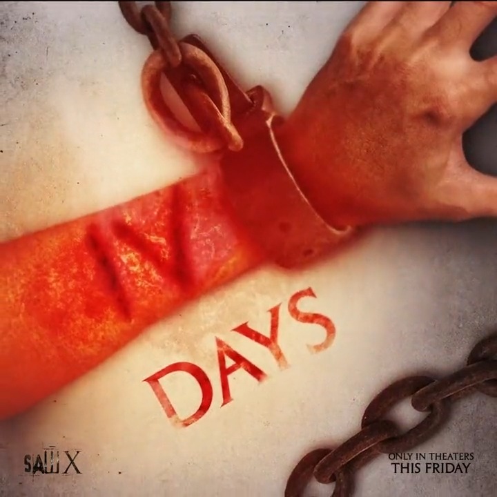 write it down or get branded so you don't forget... 4 days until #SawX comes to theaters this Friday, #SawTenber 29.