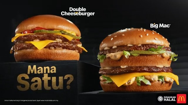 Sapa tak tahu Big Mac dan Double Cheeseburger. Memang Mantap, meleleh-leleh… Dua-dua puaskan selera. Pilih mana satu selera korang di McD sekarang atau McDelivery je!