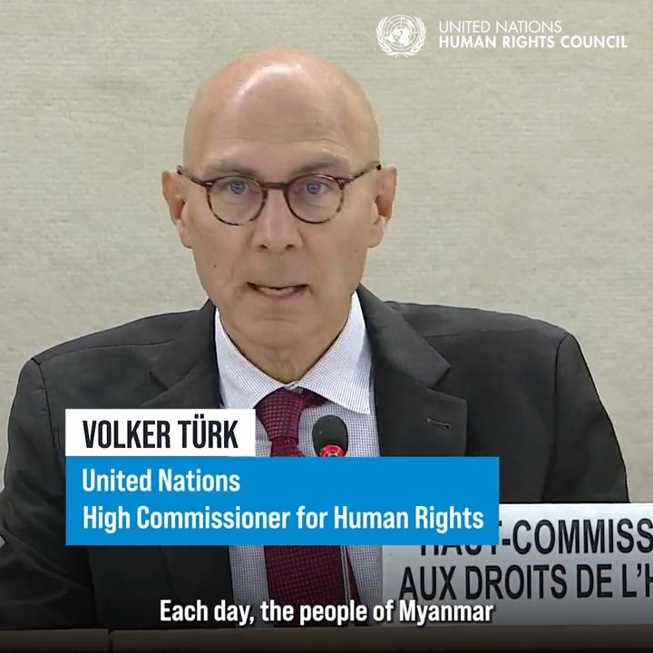 A "systematic negation of human rights, human life and human dignity": UN Human Rights High Commissioner Volker Türk described details of the "unspeakable tragedy" happening in #Myanmar at the United Nations Human Rights Council. #HRC54