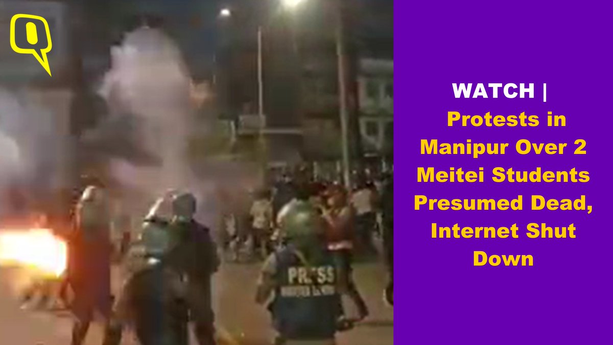 Several protesters gathered in #Manipur's #Imphal West on 26 September, after purported photos of the dead bodies of 2 missing #Meitei students surfaced online. The state government imposed an internet shutdown just days after services had been restored.