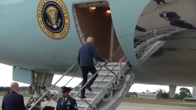 They will no longer let Joe Biden use the main Air Force 1 stairs because they are afraid he will trip. He now enters in the underbelly of the plane on shorter stairs. This is insane. Biden can’t mentally or physically do the job.