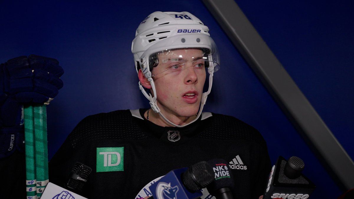 "It's an amazing opportunity...He was a lot of help today, talking to me, making sure I knew what was going on and making sure I was in the loop." 🗣 Defenceman Cole McWard on being paired with Quinn Hughes at today's practice.