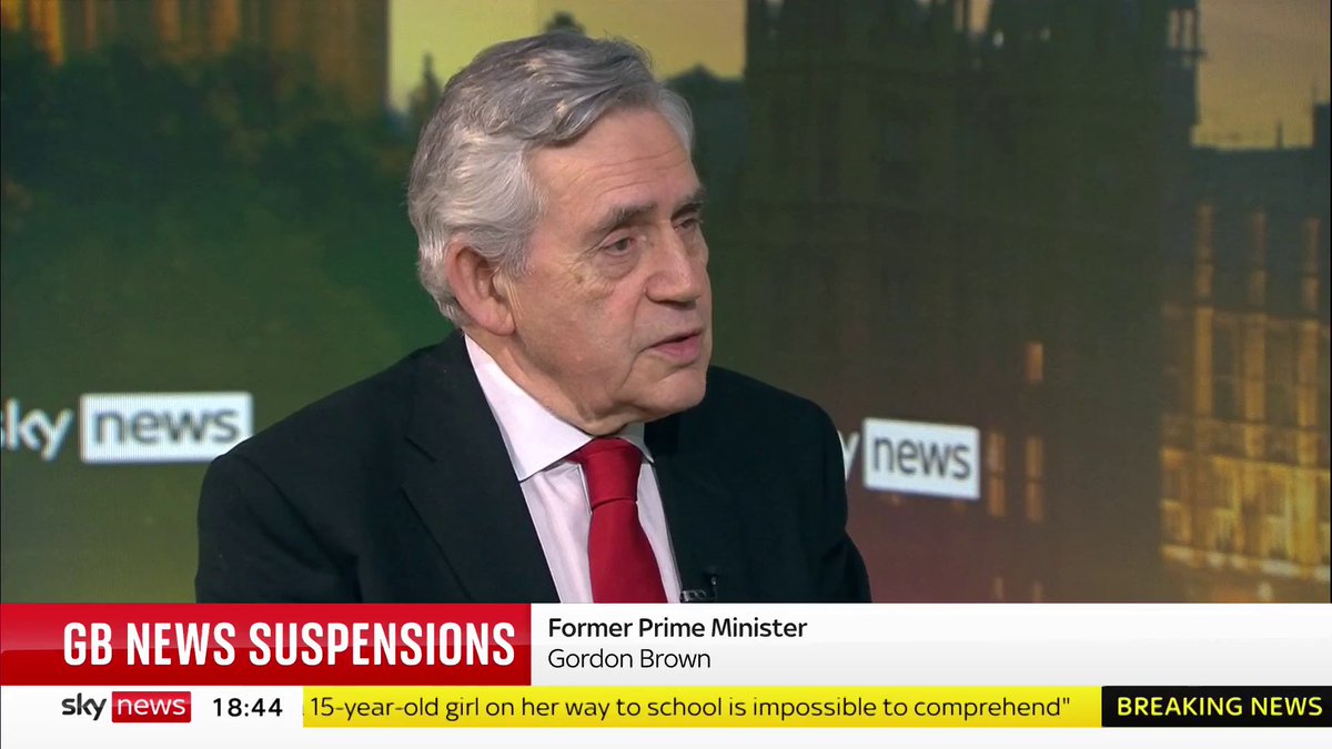 "These people need to be kept off the air" Former PM Gordon Brown responds to the suspension of two GB News presenters and says 'you can't allow people to appear on air and talk about women in that way'. @SkyPoliticsHub from 7PM 👉 📺 Sky 501