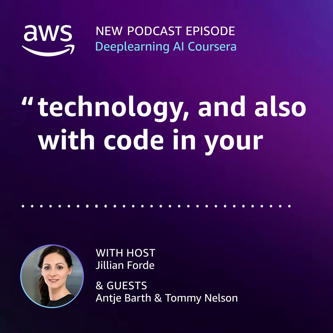 #GenerativeAI with LLM's— New Hands-on Course by DeepLearning.AI &amp; #AWS. ☁️🤖 Antje Barth, Principal Developer Advocate for #GenAI at AWS, &amp; Tommy Nelson, Curriculum Product Manager at #DeepLearning.AI, chat course highlights, prereqs, &amp; more. 🎙️
