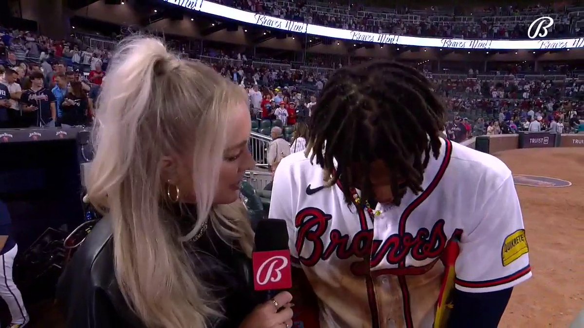"I'm super happy to have created the 40-70 Club." Ronald Acuña Jr. made baseball history and then immediately scored the game-winning run in the 10th inning. MVP.