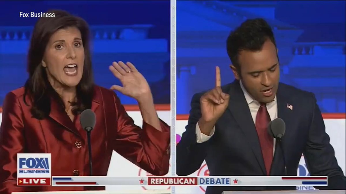 "Honestly, every time I hear you I feel a little bit dumber for what you say." —Nikki Haley to Vivek Ramaswamy as he tries to interrupt her #GOPDebate