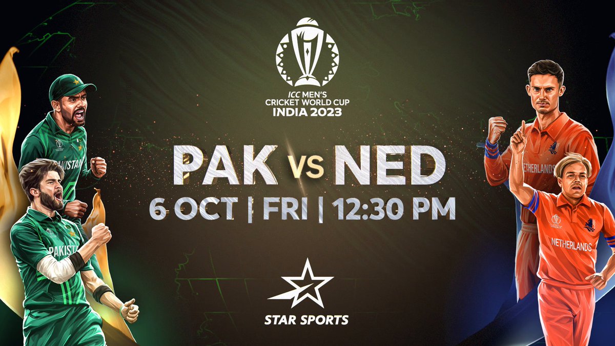 World #1 Batter โ
Express & aggressive pace attack โ
Intent to begin on a winning note โ
โ
โ
#Pakistan is ready to begin their race to the #GreatestGlory in their #CWC23 campaign. Tune-in to #PAKvNED in #WorldCupOnStar FRI, OCT 6, 12:30 PM onwards | Star Sports Network