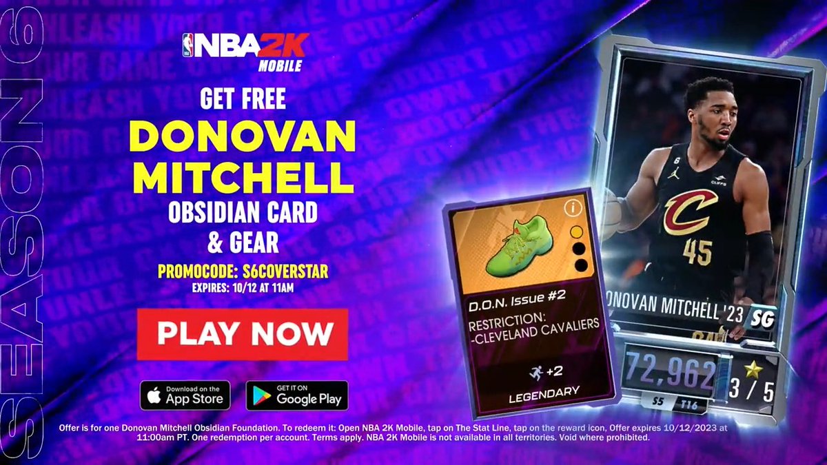 A new season is coming. Get a free card for our upcoming cover star 🔥 Enter the code “S6COVERSTAR” in The Stat Line in the news section to add this Mitchell card and Gear. Available thru 10/12 at 11 AM Pacific, one per account.