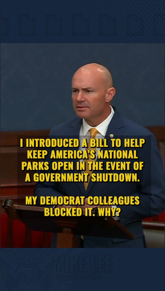 I introduced a bill to help keep America’s National Parks open in the event of a government shutdown. Senator Patty Murray and her fellow Democrats blocked it. Why?
