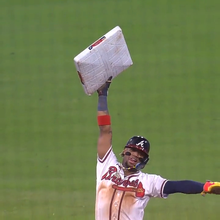 "Ronald goes! There it is! He did it! A 40-70 season and a season unlike any other in Major League Baseball history for Ronald Acuña Jr. Take the base and take a bow, No. 13." A Brandon Gaudin call etched in Atlanta Braves history.