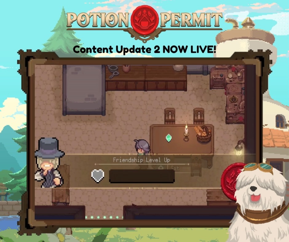 ⭐🧪Calling all chemists!🧪⭐ We've just updated Potion Permit with lots of new content!🔮 Get ready for: 💖New Romanceable characters ⚔️New Side quests 🐶New Mini-games ⭐New Events &amp; more! Find out more: ⬇️