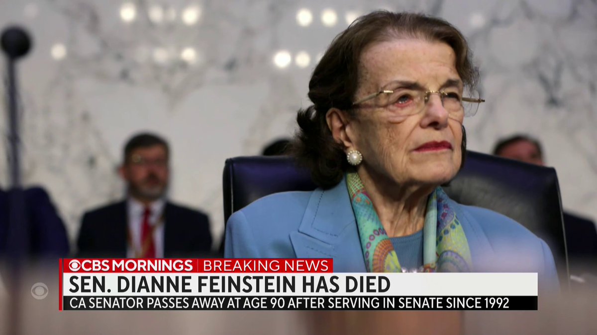 BREAKING: Sen. Dianne Feinstein has died at age 90. She was the oldest member of Congress and longest-serving female senator of all time.