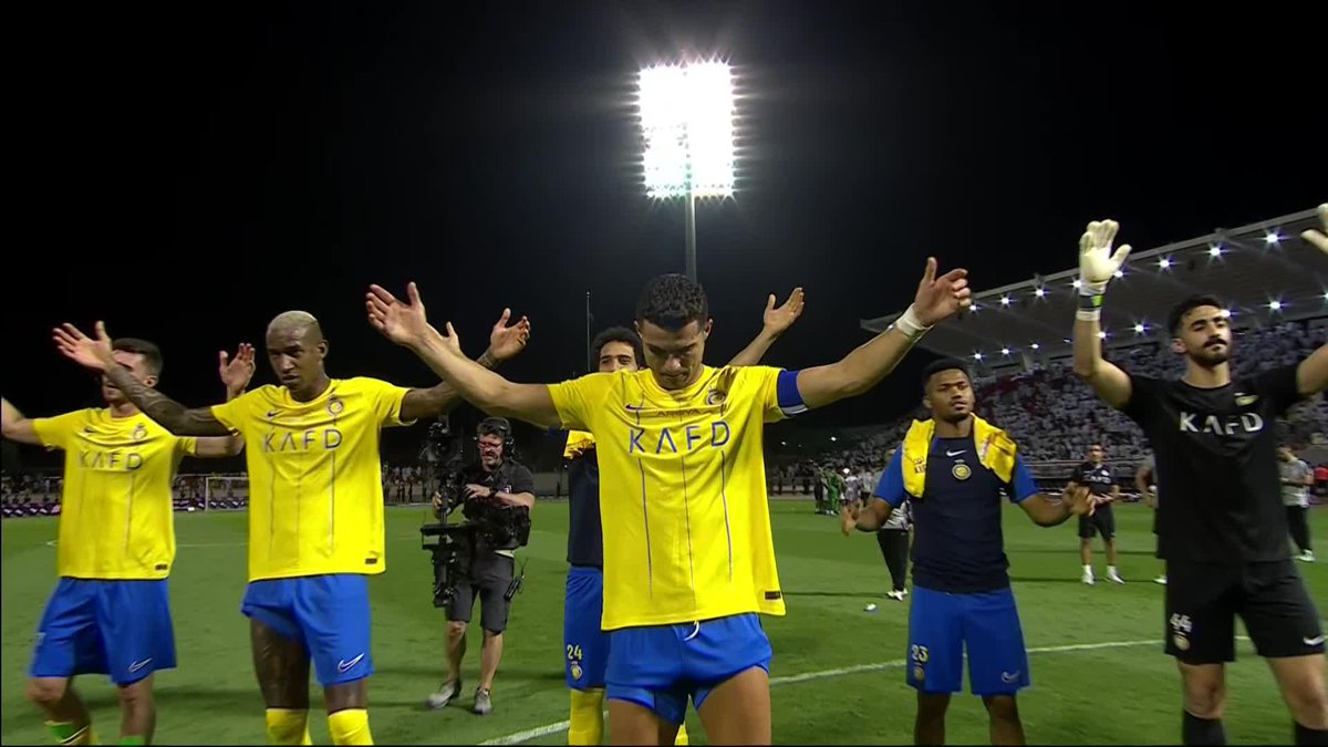 Al Nassr and Cristiano Ronaldo showing their appreciation to the fans after a big win ๐ #yallaRSL #RoshnSaudiLeague